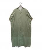 motoneモートン）の古着「ノーカラーワンピース」｜グリーン
