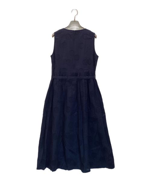 GRANDMA MAMA DAUGHTER toro（グランマ ママドーター トロ）GRANDMA MAMA DAUGHTER toro (グランマママドーター トロ) コットン ドット ジャガード ノー スリーブ ワンピース ネイビー サイズ:1の古着・服飾アイテム
