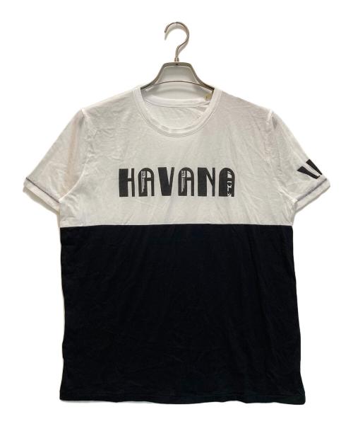 lucien pellat-finet（ルシアン・ペラフィネ）lucien pellat-finet (ルシアン・ペラフィネ) バイカラーロゴTシャツ ブラック サイズ:Mの古着・服飾アイテム