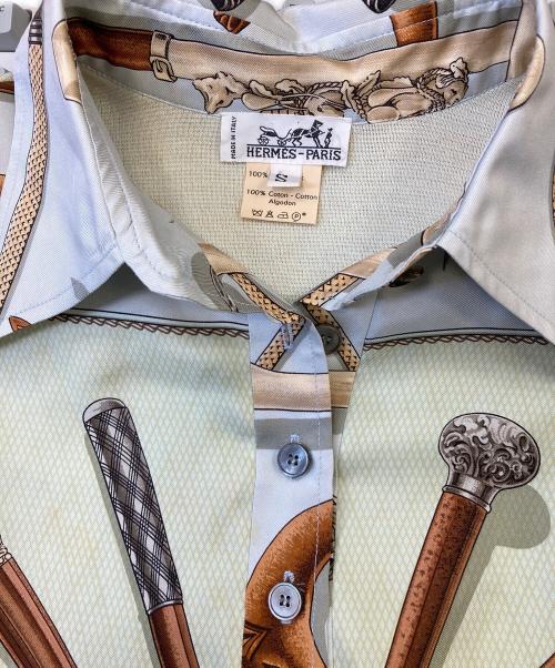 HERMES（エルメス）HERMES (エルメス) シルク切替ニットシャツ スカイブルー サイズ:Sの古着・服飾アイテム