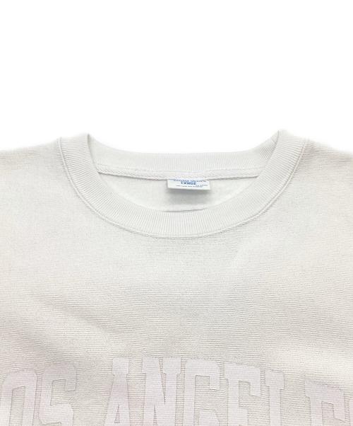 Champion REVERSE WEAVE（チャンピオン リバース ウィーブ）Champion REVERSE WEAVE (チャンピオン リバース ウィーブ) スウェット　クルーネック　プリント　裏起毛　Ron Herman 別注 ホワイト サイズ:LARGEの古着・服飾アイテム