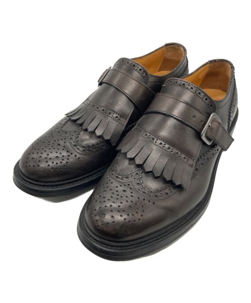 ANGELO PALLOTTA（アンジェロパロッタ）ANGELO PALLOTTA (アンジェロパロッタ) キルトモンクストラップシューズ ブラウン サイズ:26の古着・服飾アイテム