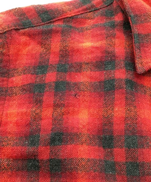 PENDLETON（ペンドルトン）PENDLETON (ペンドルトン) ヴィンテージオンブレチェックシャツ　ウール　50s レッド×ブラック サイズ:15 1/2の古着・服飾アイテム