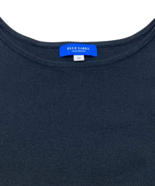 BLUE LABEL CRESTBRIDGE（ブルーレーベルクレストブリッジ）BLUE LABEL CRESTBRIDGE (ブルーレーベルクレストブリッジ) ニット切替チェックワンピース ブルー×ブラック サイズ:38の古着・服飾アイテム