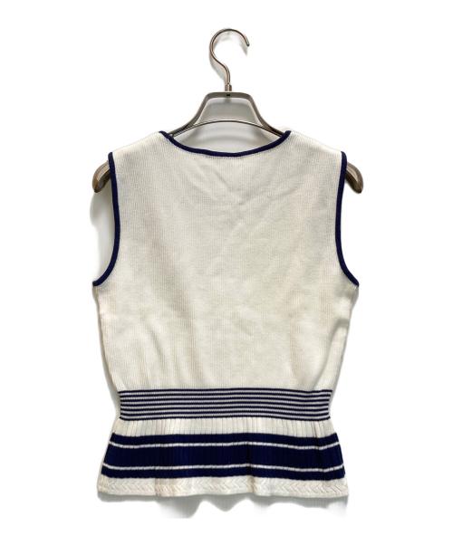 Christian Dior Sports（クリスチャン ディオールスポーツ）Christian Dior Sports (クリスチャン ディオールスポーツ) ノースリーブリブニット ホワイト×ネイビー サイズ:Mの古着・服飾アイテム