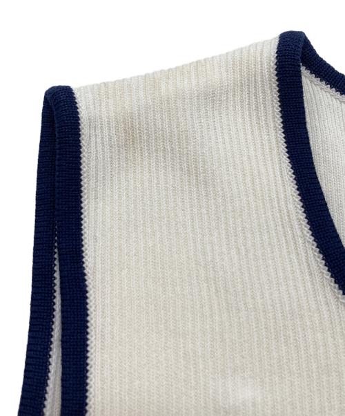 Christian Dior Sports（クリスチャン ディオールスポーツ）Christian Dior Sports (クリスチャン ディオールスポーツ) ノースリーブリブニット ホワイト×ネイビー サイズ:Mの古着・服飾アイテム