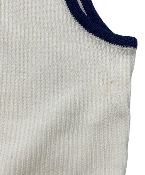 Christian Dior Sports（クリスチャン ディオールスポーツ）Christian Dior Sports (クリスチャン ディオールスポーツ) ノースリーブリブニット ホワイト×ネイビー サイズ:Mの古着・服飾アイテム
