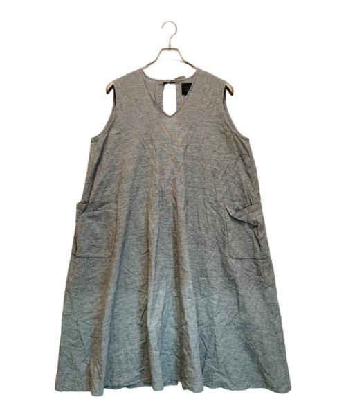 オオカミとフクロウ（オオカミトフクロウ）オオカミとフクロウ (オオカミトフクロウ) リネン混ノースリーブワンピース グレー サイズ:FREEの古着・服飾アイテム