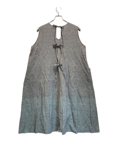 オオカミとフクロウ（オオカミトフクロウ）オオカミとフクロウ (オオカミトフクロウ) リネン混ノースリーブワンピース グレー サイズ:FREEの古着・服飾アイテム