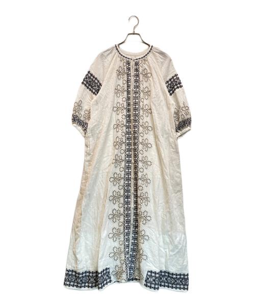 freada（フリーダ）freada (フリーダ) インドコード刺繍ワンピース ホワイト サイズ:FREEの古着・服飾アイテム