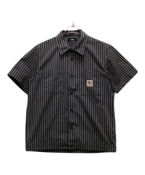 stussy（ステューシー）stussy (ステューシー) S/Sストライプワークシャツ グリーン サイズ:Mの古着・服飾アイテム
