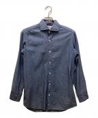 giannettoジャンネット）の古着「スリムフィット シャンブレーカッタウェイシャツ」｜ネイビー