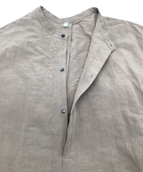 TOKIHO（トキホ）TOKIHO (トキホ) タイプライターリネン・コットン半袖シャツワンピース ブラウン サイズ:SIZE 1の古着・服飾アイテム