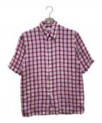 DRIES VAN NOTENドリスヴァンノッテン）の古着「キュプラS/Sチェックシャツ」｜ホワイト×パープル
