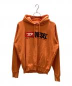 DIESELディーゼル）の古着「ロゴ刺繍パーカー」｜オレンジ