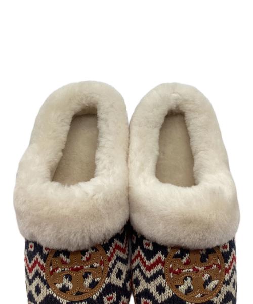 TORY BURCH（トリーバーチ）TORY BURCH (トリーバーチ) ニットムートンスリッポン　COLEY ネイビー×レッド サイズ:9Mの古着・服飾アイテム