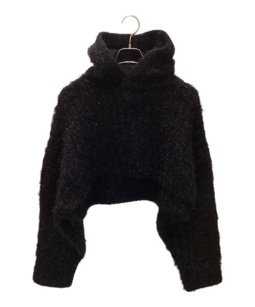 EBONY（エボニー）EBONY (エボニー) クロップドニットパーカー ブラック サイズ:2の古着・服飾アイテム