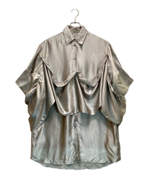 MM6 Maison Margiela（エムエムシックスメゾンマルジェラ）MM6 Maison Margiela (エムエムシックス メゾンマルジェラ) ラッフルパネルシャツ　サテン　フリル ベージュ サイズ:38の古着・服飾アイテム