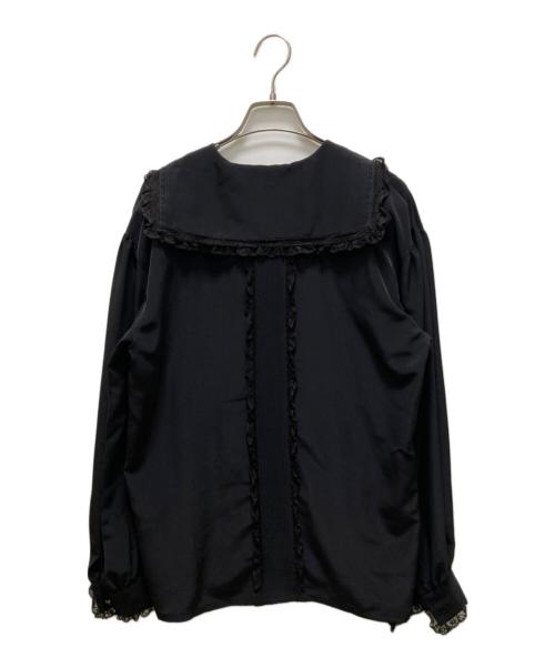 INGEBORG（インゲボルグ）INGEBORG (インゲボルグ) ビッグカターフリルブラウス ブラック サイズ:FREEの古着・服飾アイテム