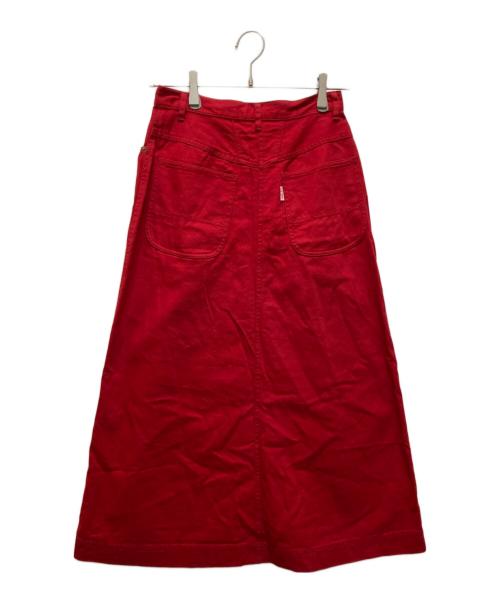 PINK HOUSE（ピンクハウス）PINK HOUSE (ピンクハウス) フラワーロゴ刺繍ロングスカート レッド サイズ:Mの古着・服飾アイテム