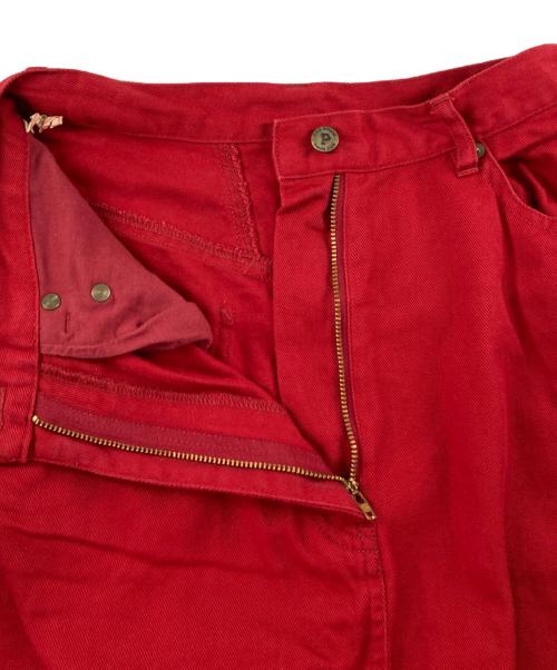 PINK HOUSE（ピンクハウス）PINK HOUSE (ピンクハウス) フラワーロゴ刺繍ロングスカート レッド サイズ:Mの古着・服飾アイテム