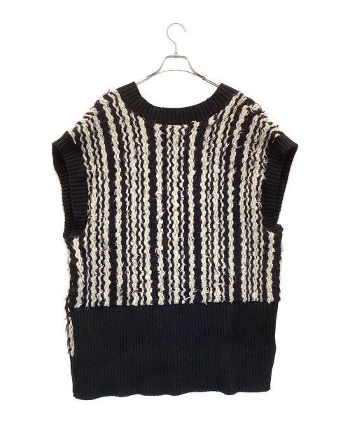 rito structure（リト ストラクチャー）rito structure (リト ストラクチャー) INLAY KNIT VEST / インレイニットベスト ホワイト×ブラック サイズ:2の古着・服飾アイテム