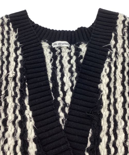 rito structure（リト ストラクチャー）rito structure (リト ストラクチャー) INLAY KNIT VEST / インレイニットベスト ホワイト×ブラック サイズ:2の古着・服飾アイテム