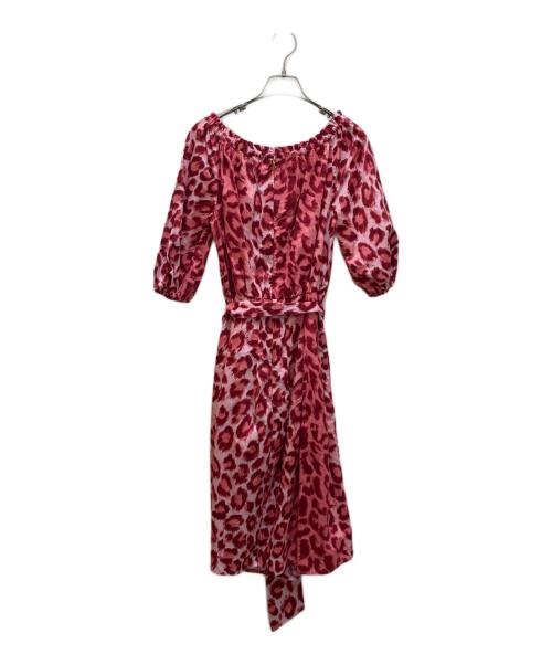 Kate Spade（ケイトスペード）Kate Spade (ケイトスペード) レオパードギャザーネックワンピース ピンク 未使用品の古着・服飾アイテム