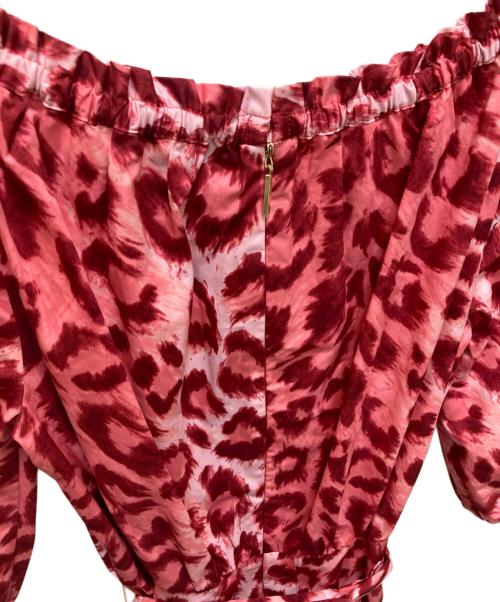 Kate Spade（ケイトスペード）Kate Spade (ケイトスペード) レオパードギャザーネックワンピース ピンク 未使用品の古着・服飾アイテム