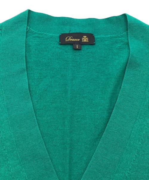 DRAWER（ドゥロワー）DRAWER (ドゥロワー) カシミヤシルクVネックカーディガン グリーン サイズ:1の古着・服飾アイテム