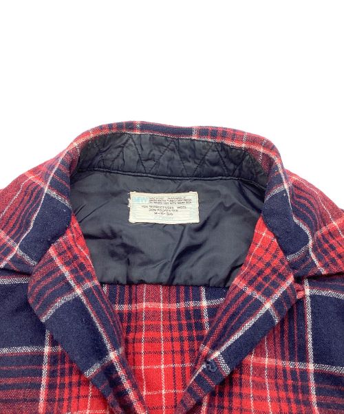J.C.PENNY（ジェーシーペニー）J.C.PENNY (J.C.ペニー) ヴィンテージウールポリオープンカラーシャツ　チェック　70S レッド×ネイビー サイズ:Mの古着・服飾アイテム