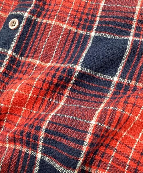 J.C.PENNY（ジェーシーペニー）J.C.PENNY (J.C.ペニー) ヴィンテージウールポリオープンカラーシャツ　チェック　70S レッド×ネイビー サイズ:Mの古着・服飾アイテム