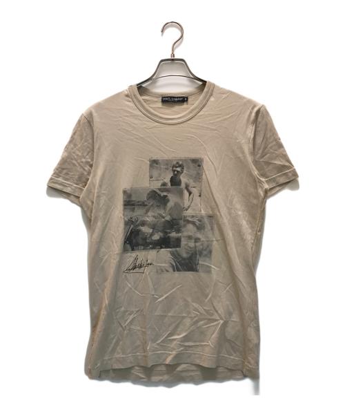 DOLCE & GABBANA（ドルチェ＆ガッバーナ）DOLCE & GABBANA (ドルチェ＆ガッバーナ) Steve McQueen フォトプリントTシャツ ベージュ サイズ:50の古着・服飾アイテム