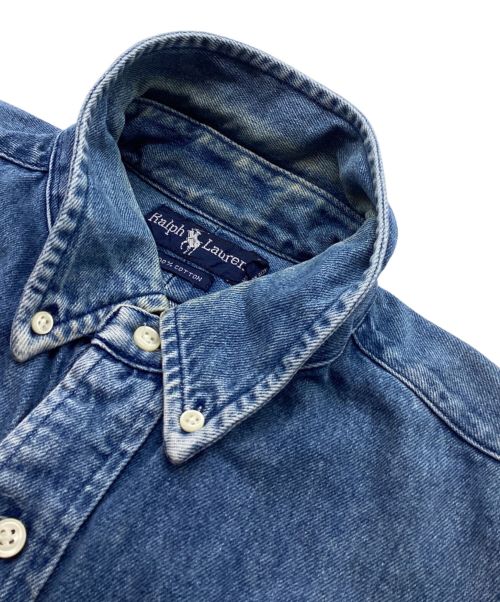 RALPH LAUREN（ラルフローレン）RALPH LAUREN (ラルフローレン) ポロベア刺繍デニムシャツ インディゴ サイズ:Mの古着・服飾アイテム