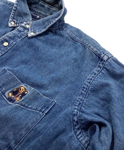 RALPH LAUREN（ラルフローレン）RALPH LAUREN (ラルフローレン) ポロベア刺繍デニムシャツ インディゴ サイズ:Mの古着・服飾アイテム