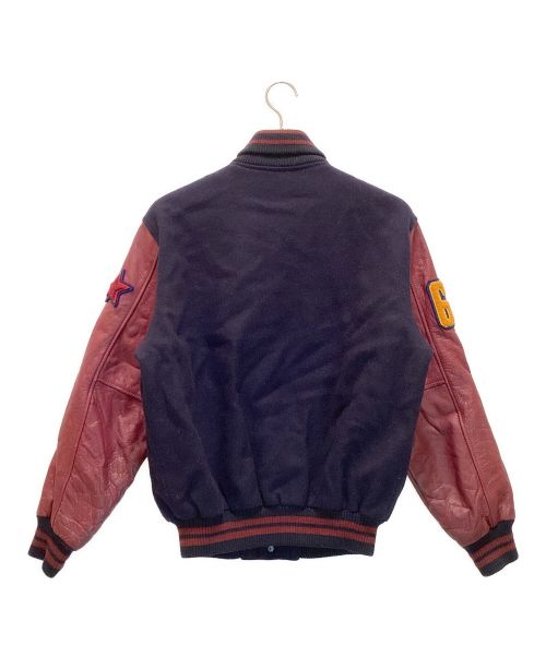 McGREGOR（マックレガー）McGREGOR (マックレガー) ヴィンテージ袖レザースタジャン　タツノオトシゴタグ ネイビー サイズ:Lの古着・服飾アイテム