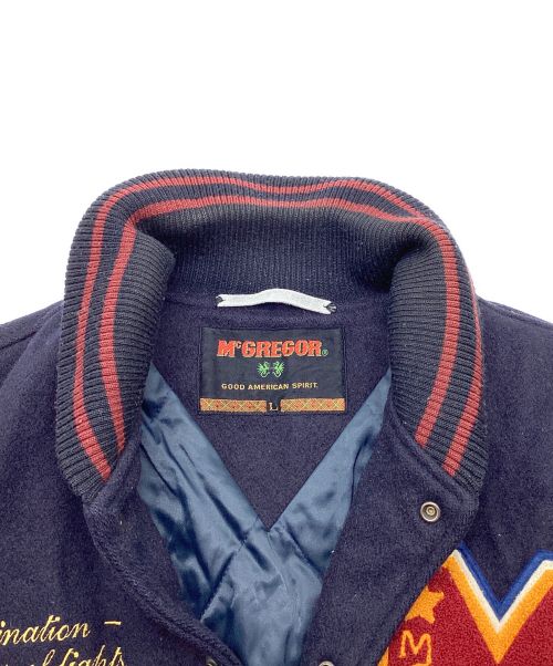 McGREGOR（マックレガー）McGREGOR (マックレガー) ヴィンテージ袖レザースタジャン　タツノオトシゴタグ ネイビー サイズ:Lの古着・服飾アイテム