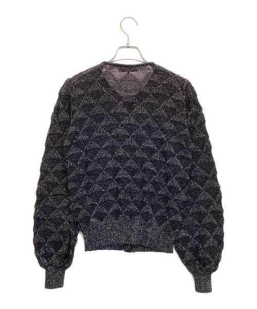 Christian Dior PRET-A-PORTER（クリスチャンディオールプレタポルテ）Christian Dior PRET-A-PORTER (クリスチャンディオールプレタポルテ) ラメニットカーディガン　クルーネック　パフスリーブ ブラック サイズ:Mの古着・服飾アイテム