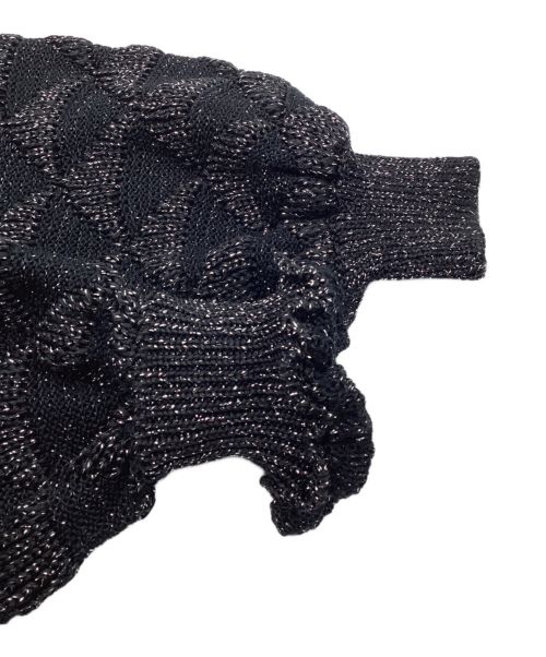 Christian Dior PRET-A-PORTER（クリスチャンディオールプレタポルテ）Christian Dior PRET-A-PORTER (クリスチャンディオールプレタポルテ) ラメニットカーディガン　クルーネック　パフスリーブ ブラック サイズ:Mの古着・服飾アイテム