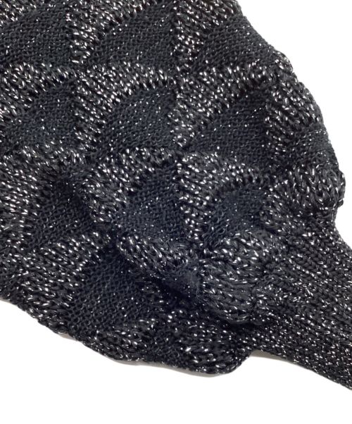 Christian Dior PRET-A-PORTER（クリスチャンディオールプレタポルテ）Christian Dior PRET-A-PORTER (クリスチャンディオールプレタポルテ) ラメニットカーディガン　クルーネック　パフスリーブ ブラック サイズ:Mの古着・服飾アイテム