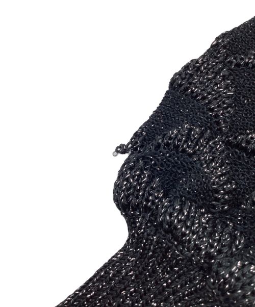 Christian Dior PRET-A-PORTER（クリスチャンディオールプレタポルテ）Christian Dior PRET-A-PORTER (クリスチャンディオールプレタポルテ) ラメニットカーディガン　クルーネック　パフスリーブ ブラック サイズ:Mの古着・服飾アイテム