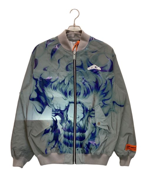 HERON PRESTON（ヘロンプレストン）HERON PRESTON (ヘロンプレストン) BOMBER JKT SKULL REFLEX グレー サイズ:Mの古着・服飾アイテム