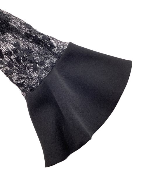 mame（マメ）mame (マメ) 袖フラワーレースワンピース　バイカラー　バックボタン　ひざ丈 ベージュ サイズ:2の古着・服飾アイテム