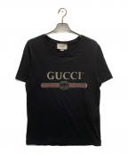 GUCCIグッチ）の古着「ロゴウォッシュド オーバーサイズTシャツ」｜ブラック