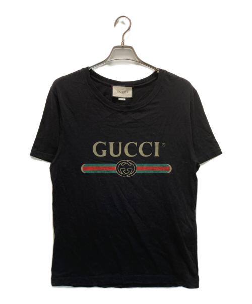 GUCCI（グッチ）GUCCI (グッチ) ロゴウォッシュド オーバーサイズTシャツ ブラック サイズ:XSの古着・服飾アイテム