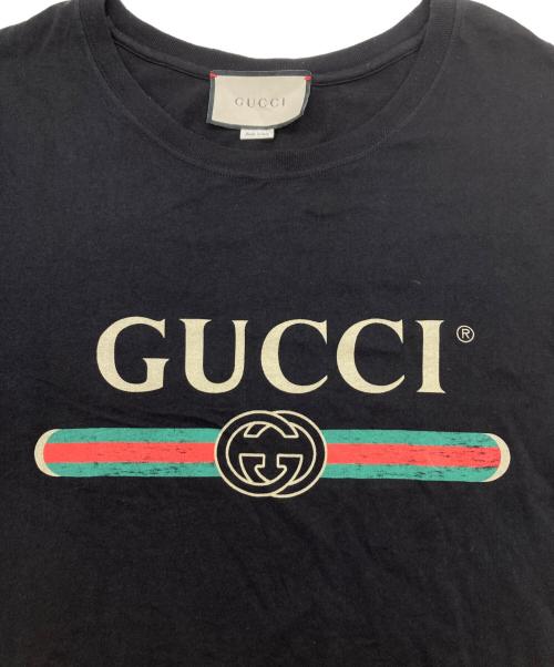 GUCCI（グッチ）GUCCI (グッチ) ロゴウォッシュド オーバーサイズTシャツ ブラック サイズ:XSの古着・服飾アイテム
