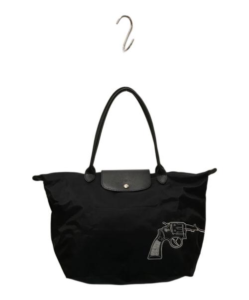 LONGCHAMP（ロンシャン）LONGCHAMP (ロンシャン) ピストル刺繍 ルプリアージュトートバッグ ブラックの古着・服飾アイテム