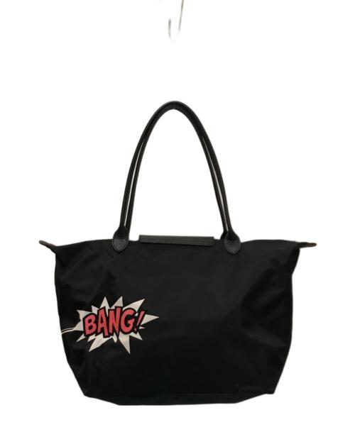 LONGCHAMP（ロンシャン）LONGCHAMP (ロンシャン) ピストル刺繍 ルプリアージュトートバッグ ブラックの古着・服飾アイテム