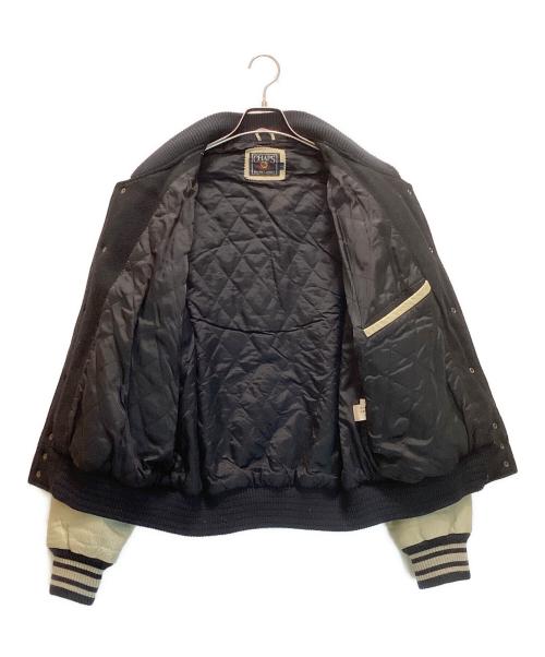 CHAPS RALPH LAUREN（チャップス ラルフローレン）CHAPS RALPH LAUREN (チャップス ラルフローレン) 袖レザースタジャン　バックロゴ　カウレザー ブラック サイズ:Lの古着・服飾アイテム