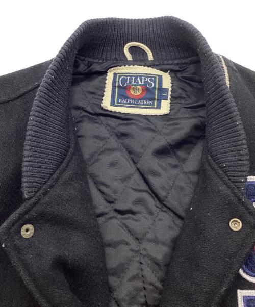CHAPS RALPH LAUREN（チャップス ラルフローレン）CHAPS RALPH LAUREN (チャップス ラルフローレン) 袖レザースタジャン　バックロゴ　カウレザー ブラック サイズ:Lの古着・服飾アイテム